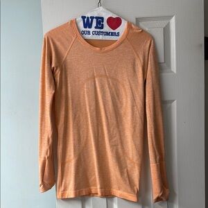 Orange Long Sleeve Top lululemon swiftly tech.